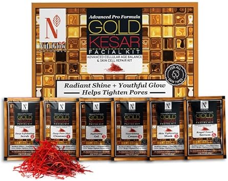 NUTRIGLOW NATURALS Advanced Pro Formula Gold Kesar Facial Kit for Glowing Skin Cleanup Kit for Radiant Shine Helps Tighten Pores 60gm Multicolor - Image 2