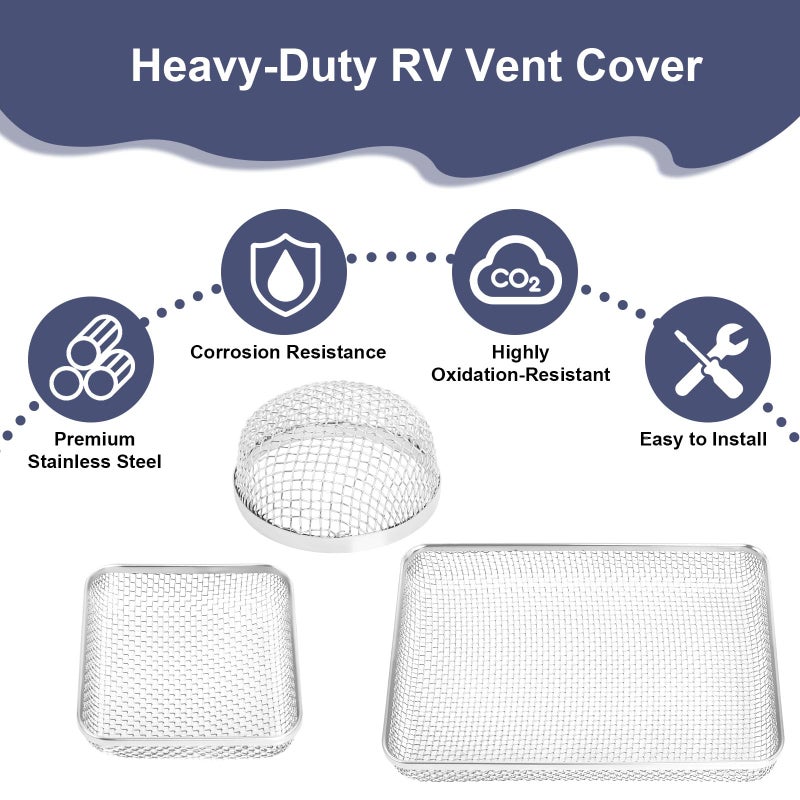 Wadoy RV Furnace Vent Screen for Water Heater Vent Cover, RV Bugs Screen, Flying Insect Screen, Stainless Steel Mesh with Installation Tool - Image 4