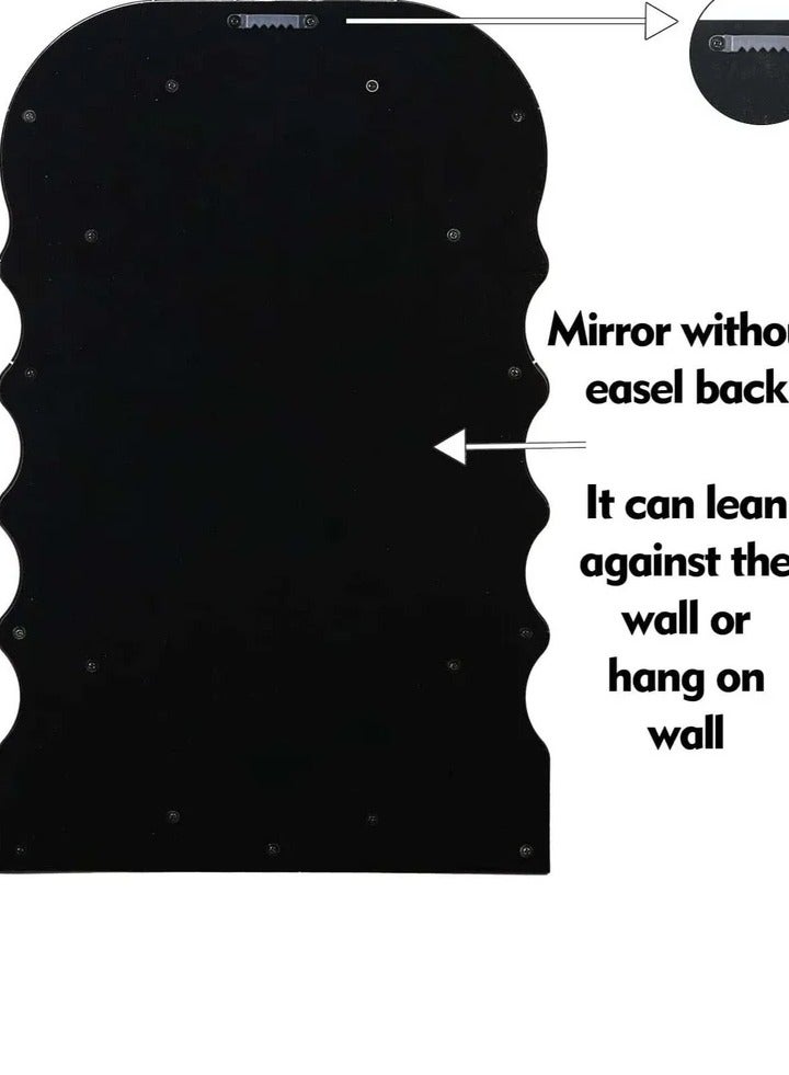 Aesthetic Wave Pattern Irregular Frame Mirror, Decorative Desk Wall Mirror for Living Room Bedroom Hallway Home Decor (Black) - Image 4