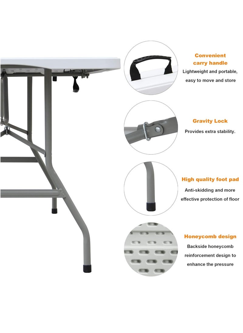 ALMUFARREJ - Folding dining table white/gray 150 x 72 x 73cm - Image 1