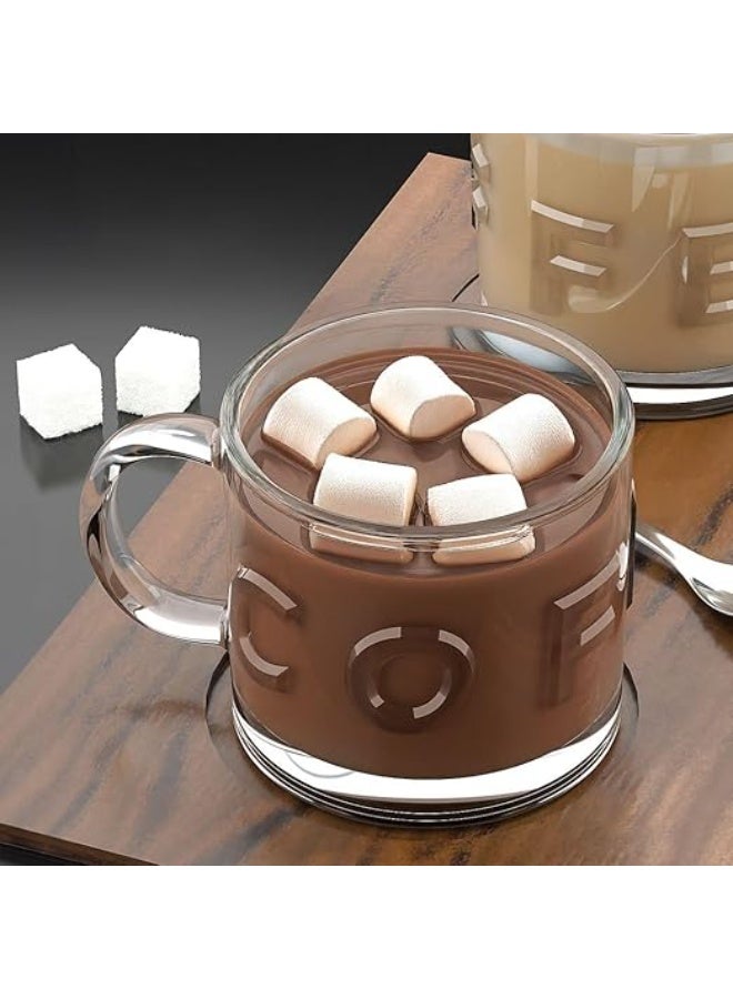 City Glass (4 pieces) Carnival Tea Mug Set and Coffee Cup for Tea, Cappuccino or Nescafe Clear and Elegant 300ml - Image 3