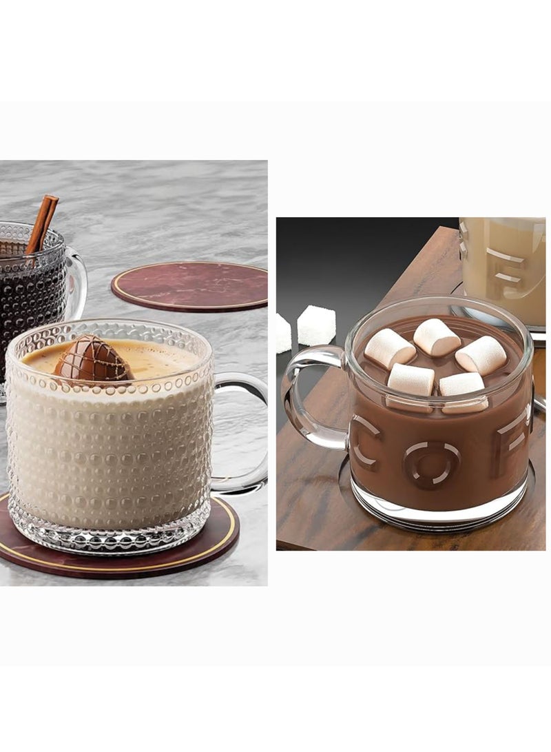 City Glass (4 pieces) Carnival Tea Mug Set and Coffee Cup for Tea, Cappuccino or Nescafe Clear and Elegant 300ml - Image 1