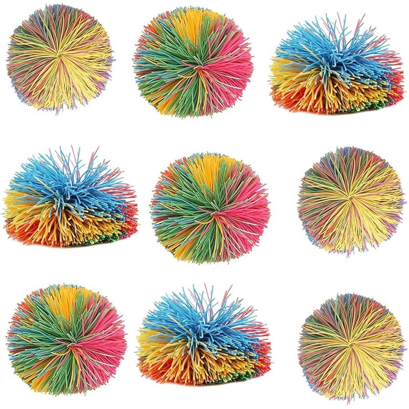 Estimable 16 PCS Sensory Fidget Stringy Balls, Multicolor Soft Rubber Bouncy Stress Balls, Pull Stretch Elastic Ball Toy Rainbow Fidget Party Favors - Image 1