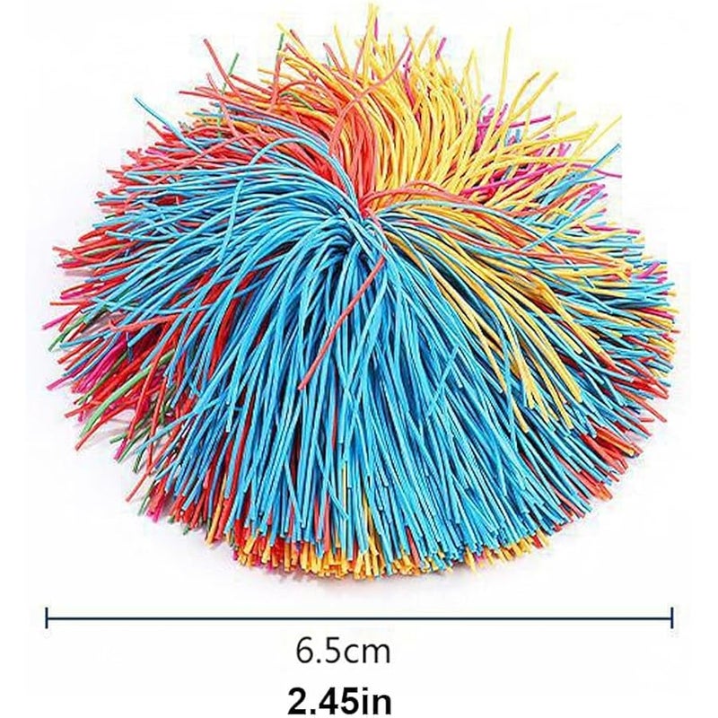 Estimable 16 PCS Sensory Fidget Stringy Balls, Multicolor Soft Rubber Bouncy Stress Balls, Pull Stretch Elastic Ball Toy Rainbow Fidget Party Favors - Image 2