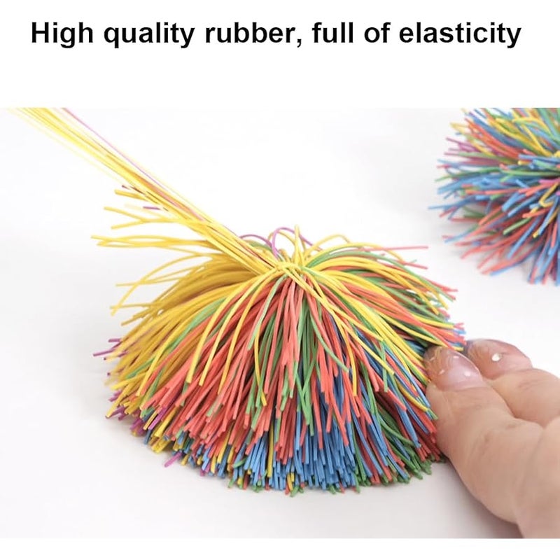 Estimable 16 PCS Sensory Fidget Stringy Balls, Multicolor Soft Rubber Bouncy Stress Balls, Pull Stretch Elastic Ball Toy Rainbow Fidget Party Favors - Image 5