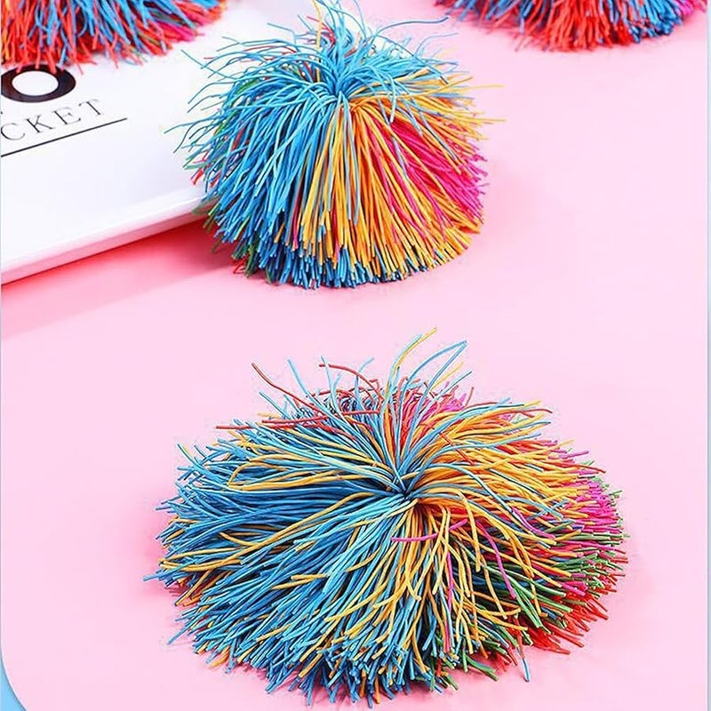Estimable 16 PCS Sensory Fidget Stringy Balls, Multicolor Soft Rubber Bouncy Stress Balls, Pull Stretch Elastic Ball Toy Rainbow Fidget Party Favors - Image 3