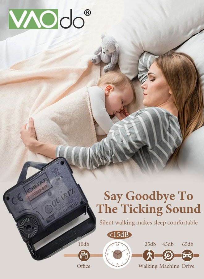 فاو دو ساعة حائط 13.8 بوصة، ساعة زجاجية معلقة صامتة لا تصدر صوتًا، ساعة زخرفية تعمل بالبطارية، ساعة خشبية بأرقام كبيرة للفصول الدراسية والمكاتب وغرف المعيشة وغرف النوم - Image 3