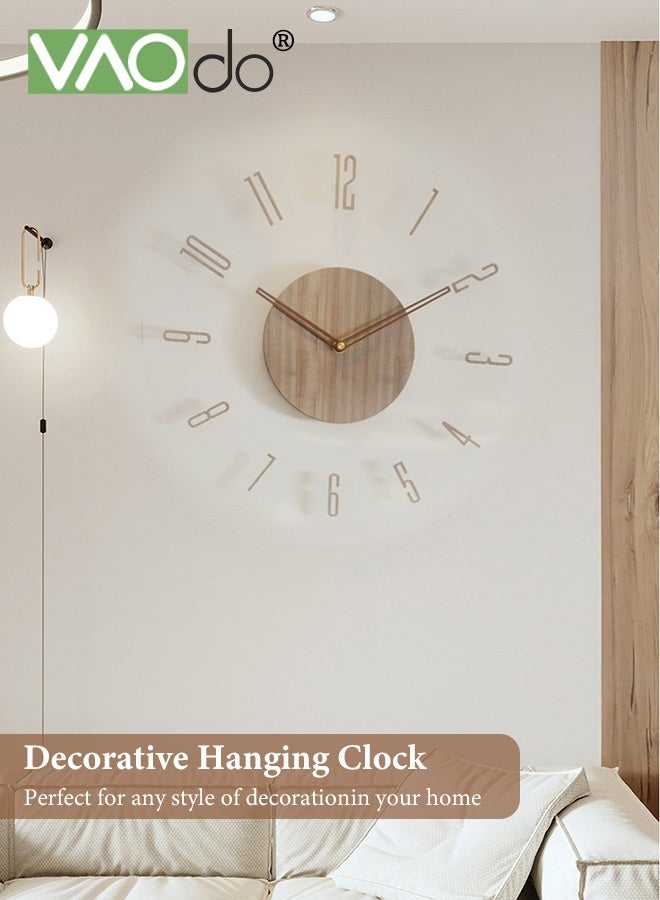 فاو دو ساعة حائط 13.8 بوصة، ساعة زجاجية معلقة صامتة لا تصدر صوتًا، ساعة زخرفية تعمل بالبطارية، ساعة خشبية بأرقام كبيرة للفصول الدراسية والمكاتب وغرف المعيشة وغرف النوم - Image 4
