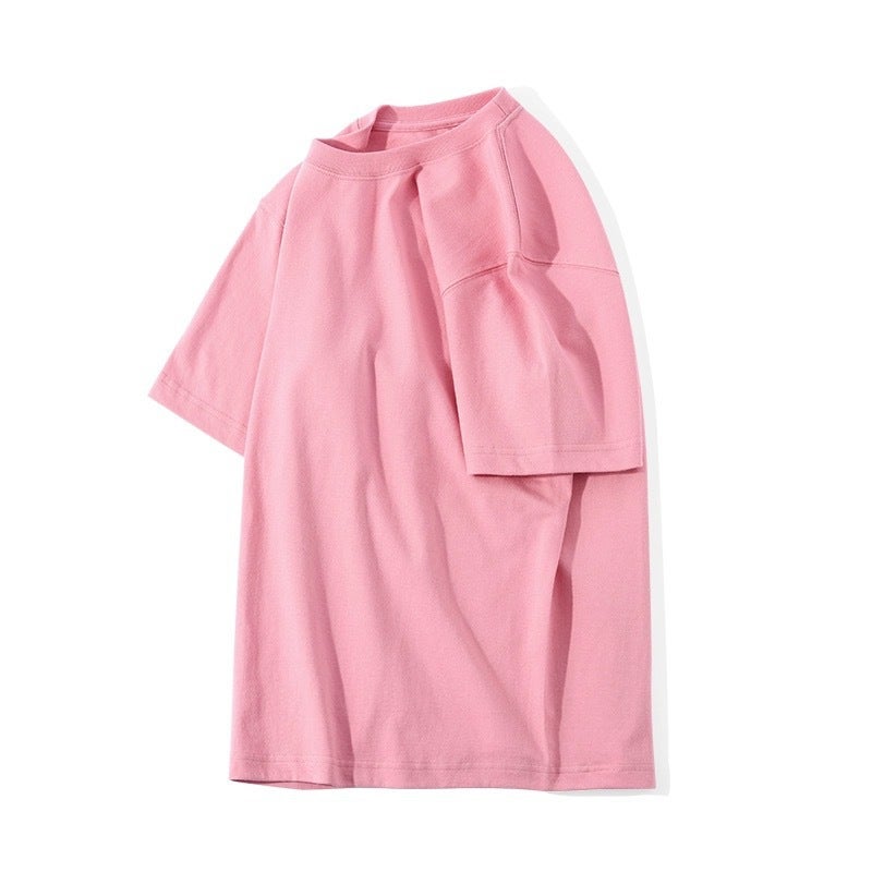 Cotton T-shirt Customized Work Clothes Printing Embroidered Short-sleeved Cultural Advertising Shirt Staff Catering Work Clothes Customized logo Pink