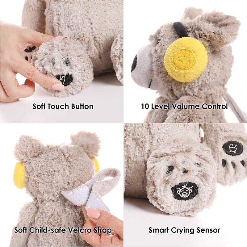 BEREST Baby Sleep Soother Cry Activated Sensor Toys, Heartbeat Bear for Babies, Plush Stuffed Animal for Newborn Infants, Babies Toy Vibrating with Mom’s Heartbeat,Baby Shower Gifts for Boys and Girls - Image 5