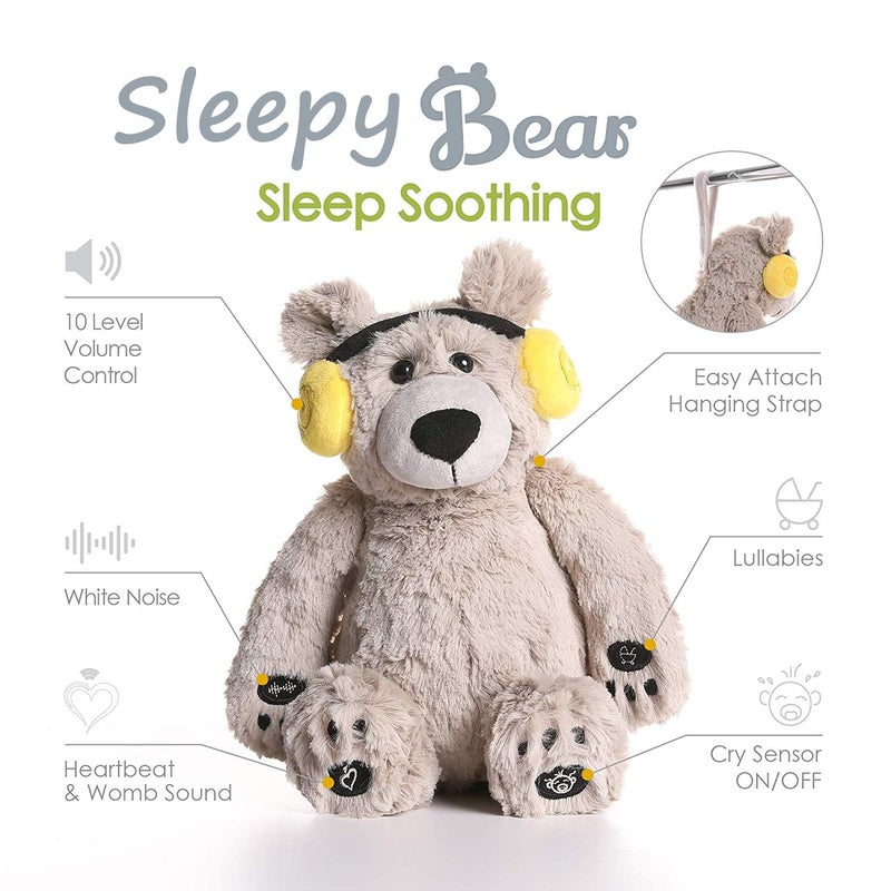 BEREST Baby Sleep Soother Cry Activated Sensor Toys, Heartbeat Bear for Babies, Plush Stuffed Animal for Newborn Infants, Babies Toy Vibrating with Mom’s Heartbeat,Baby Shower Gifts for Boys and Girls - Image 4