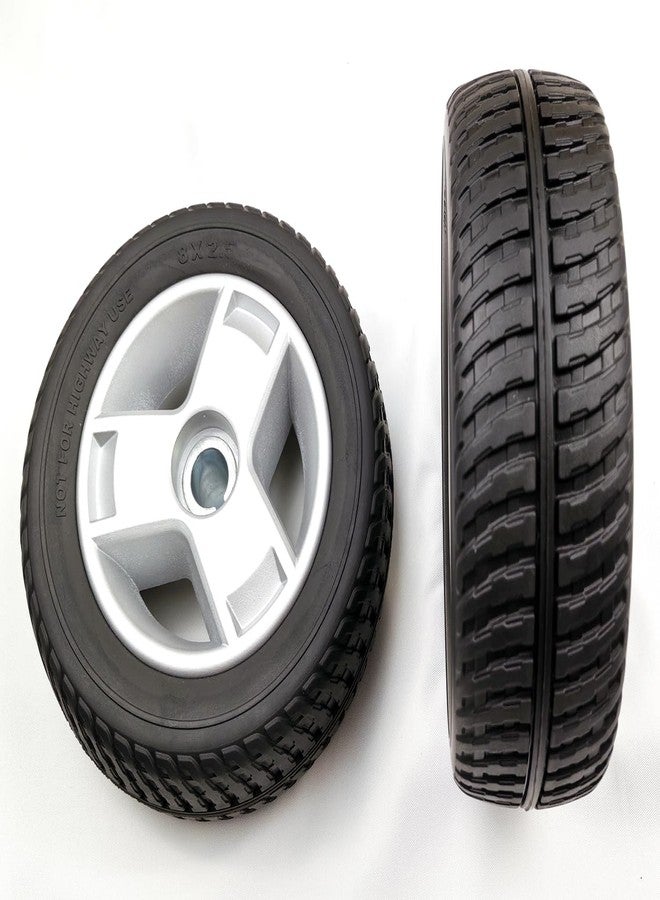 ForconMed Mobility scooter replacement wheel,8"x2.5"Flat-Free Rear Wheel,Tri-Spoke Rim for Go-Go LX (S54LX) & Endurance Li (S54LXLIT) Mobility Scooters (WHL125423),Silver+Black,1Pr - Image 5