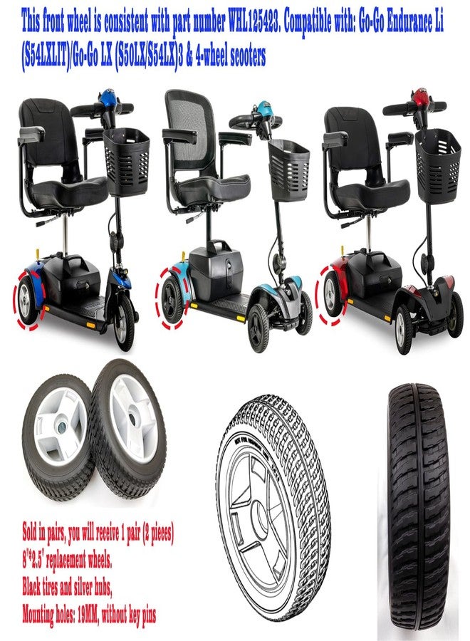 ForconMed Mobility scooter replacement wheel,8"x2.5"Flat-Free Rear Wheel,Tri-Spoke Rim for Go-Go LX (S54LX) & Endurance Li (S54LXLIT) Mobility Scooters (WHL125423),Silver+Black,1Pr - Image 3