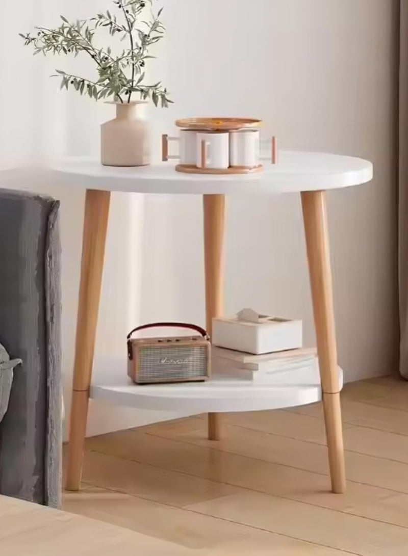Maanys 2-Layer Round Coffee Table, 60*60cm Small Sofa Side Table with Storge Shelf, Easy Assembly, Ideal for Living Room or Bedroom - Image 1