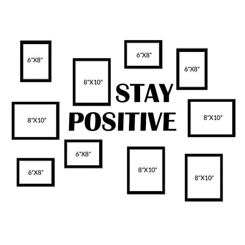 RANDOM Photo Frame For Wall Set of 10 3D Collage photo frames with STAY POSITIVE Plaque For Home decoration | wall decoration | Wall Decor | Home Decor Items (Black) (STAY POSITIVE) - Image 3