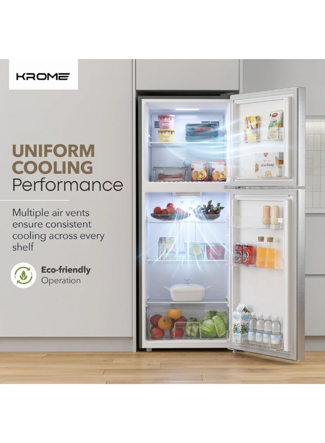 KROME 460L Gross / 298L Net Top Mount Refrigerator – Smart Inverter Compressor, Total No-Frost, Stainless Steel Grey/Silver VCM Finish (KR-RFF460SSK1) KR-RFF460SSK1 grey/ silver - Image 4