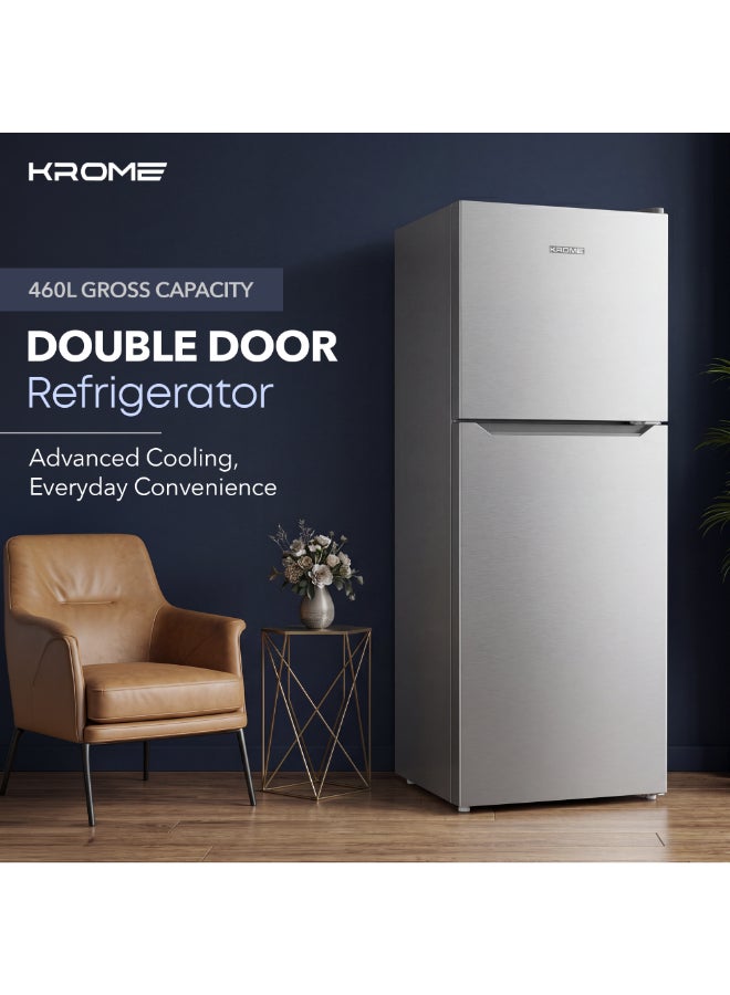 KROME 460L Gross / 298L Net Top Mount Refrigerator – Smart Inverter Compressor, Total No-Frost, Stainless Steel Grey/Silver VCM Finish (KR-RFF460SSK1) KR-RFF460SSK1 grey/ silver - Image 2