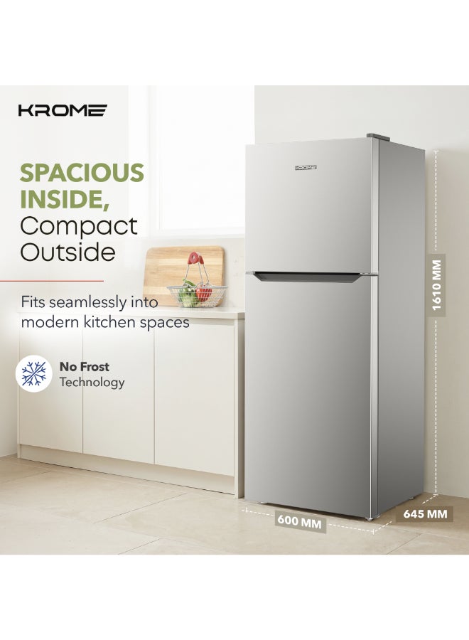 KROME 460L Gross / 298L Net Top Mount Refrigerator – Smart Inverter Compressor, Total No-Frost, Stainless Steel Grey/Silver VCM Finish (KR-RFF460SSK1) KR-RFF460SSK1 grey/ silver - Image 3