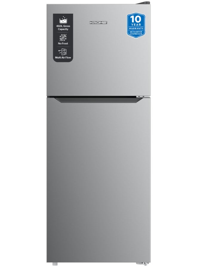 KROME 460L Gross / 298L Net Top Mount Refrigerator – Smart Inverter Compressor, Total No-Frost, Stainless Steel Grey/Silver VCM Finish (KR-RFF460SSK1) KR-RFF460SSK1 grey/ silver - Image 1
