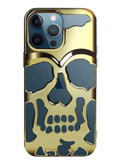Blue Sky iPhone 12 Pro Max Case 3D Hollow Skull Breathable Phone Case Luxury Plating Colorful Matte Shockproof Cover Ultra Thin Full Surround Anti-Fall Case Yellow  - Image 1