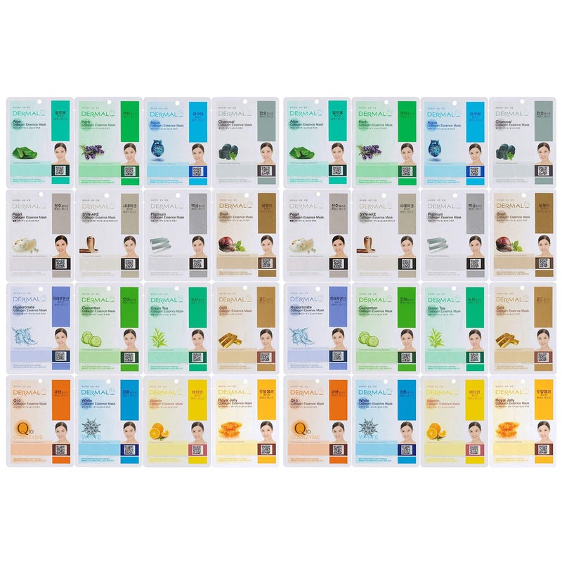 DERMAL 32 Combo Pack Made in Korea Facial Mask â€“ 20+ Years of K-Beauty Experience, Premium Quality Korean Sheet Masks for Daily Skincare Routine - Image 1