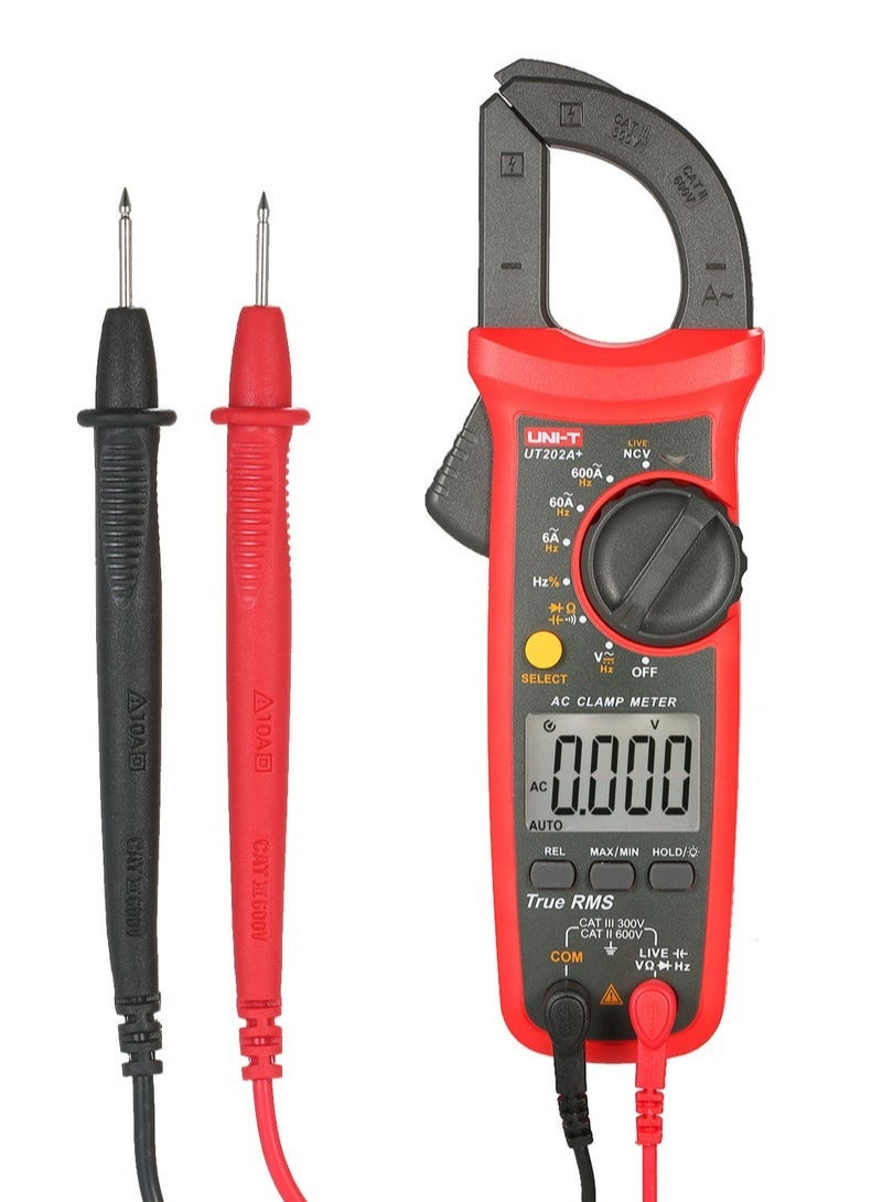 UNI-T UT202A+ 6000 Counts Digital Clamp Meter True RMS Multimeter Clamp Ammeter Voltage Meter NCV Test Universal Meter Tester AC Current Clamp Tester Measuring Relative Value Capacitance Frequency Duty Cycl - Image 1