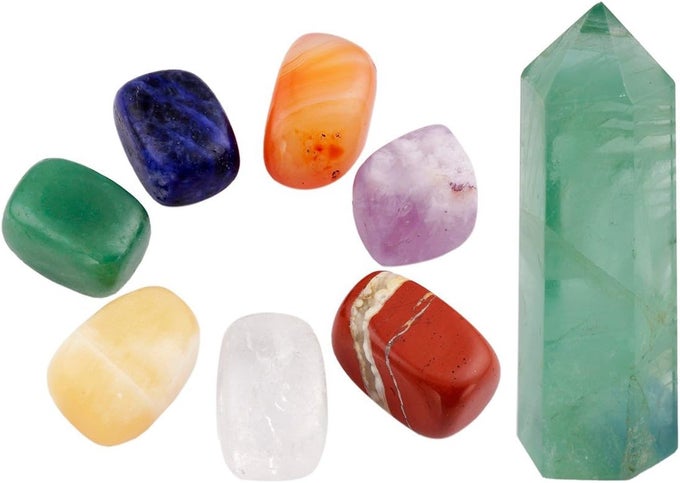 HEALING CRYSTALS SET,7 CHAKRA STONES CRYSTAL POINTS WANDS MEDITATION KITS FOR REIKI,BALANCING