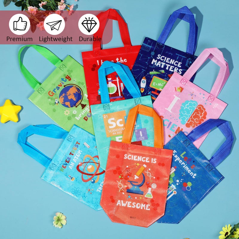 Sanwuta 24 Pcs Science Party Favor Bags Goodie Gift Treat Bag with Handles for Kids Students Party Supplies(Colorful) - Image 4