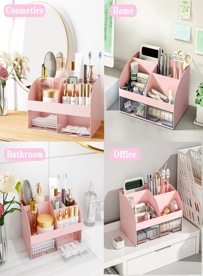 COMFYROOM Desk Accessories with Pen Holder, Office Supplies Desk Organizers and Accessories, Tape Dispenser, Stapler, Staple Remover, Staples, Clips Set, Ruler, Scissor, Pen, Tape (Pink) - Image 3