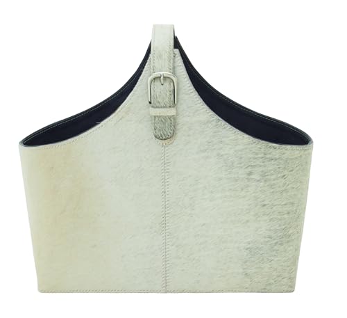 Deco 79 Leather Handmade Box Style Single Slot Magazine Holder with Detail Stitching and Curved Handles 17 x 5 x 15 Gray