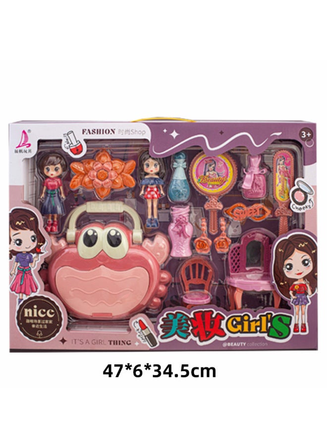 Girls' Jewelry Play House Toys Can Store Crab Bags With Accessories Cosmetic Room Scene Training Class Toys-Color:Crab Bag Jewelry Toy - Image 1