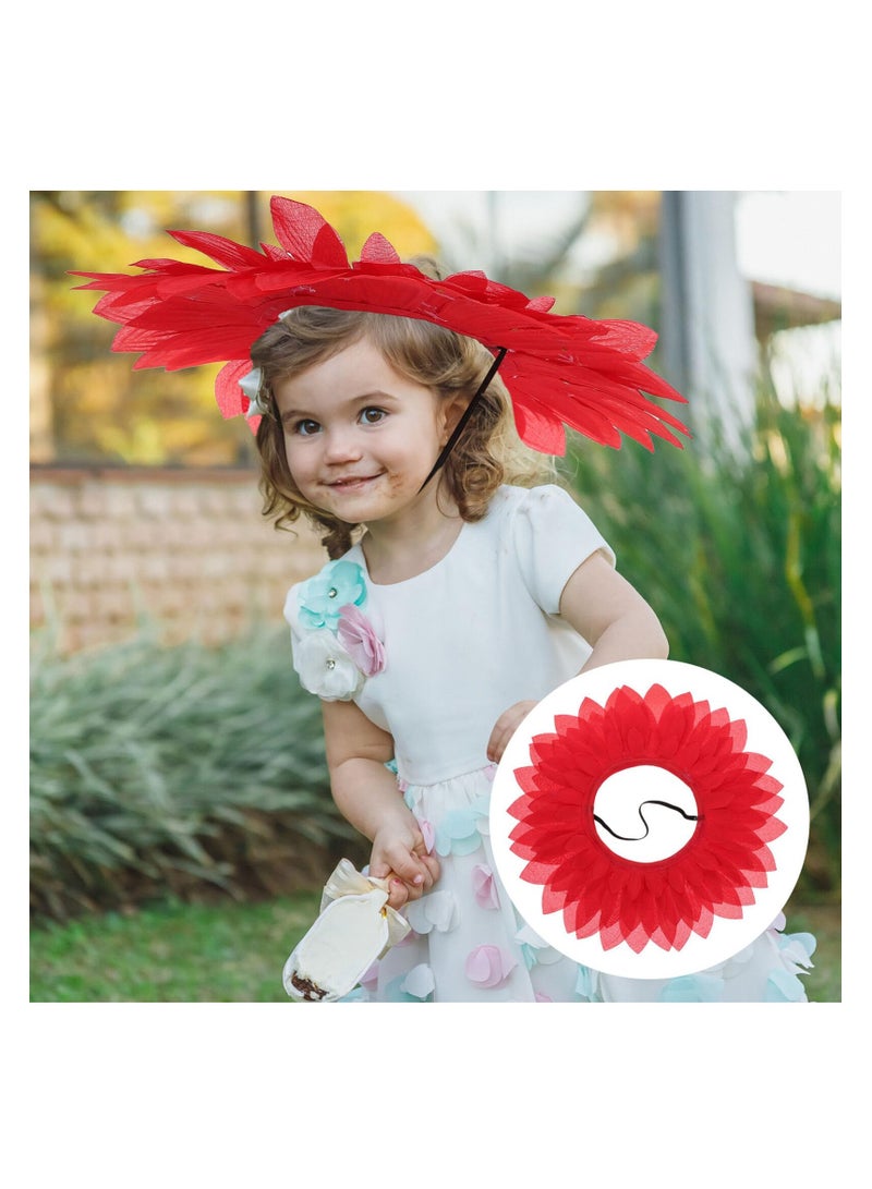 SYOSI 2 Pcs Sunflower Headgear Funny Performance Props Flower Costume Headpiece Sunflower Hat for Dance Party Festival Games Kids Teens Women Adults(Red) - Image 5