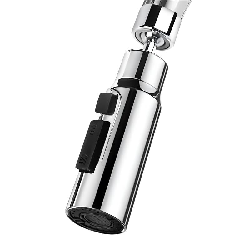 Plantex Tap Extension for Kitchen Sink/360° Swivel Kitchen Sink Faucet Aerator/Upto 70% Water Saving/3 Anti-Splash Modes Sprayer/Fits F22 and M24 mm Tap (XL-2047 Chrome) - Image 1