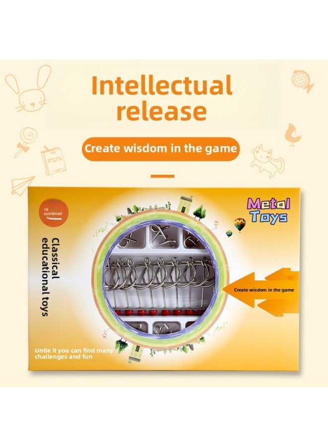 Classical Educational Toys Nine-chain 18-piece Set Children's Intelligence Unlock 18-in-one Intelligence Unlock-Color:Nine Chain 18 Piece Set  - Image 4