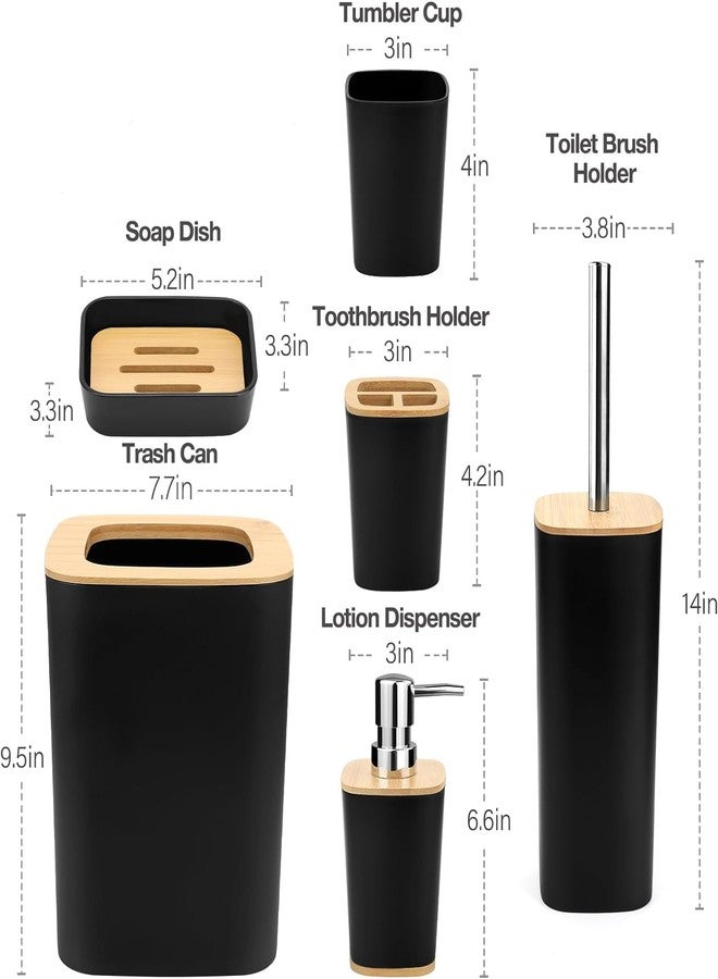 KARTASYA Luxury 6 Piece Bathroom Accessories Set for Modern Home Decor (Black Wooden) - Image 2