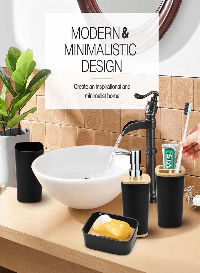 KARTASYA Luxury 6 Piece Bathroom Accessories Set for Modern Home Decor (Black Wooden) - Image 5