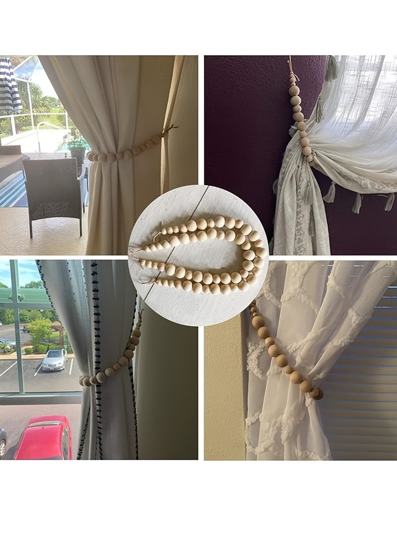 Generic 2pcs Wooden Bead Curtain Ties Bohemian Curtain Ties Curtain Fixers Bedroom Decor  - Image 3