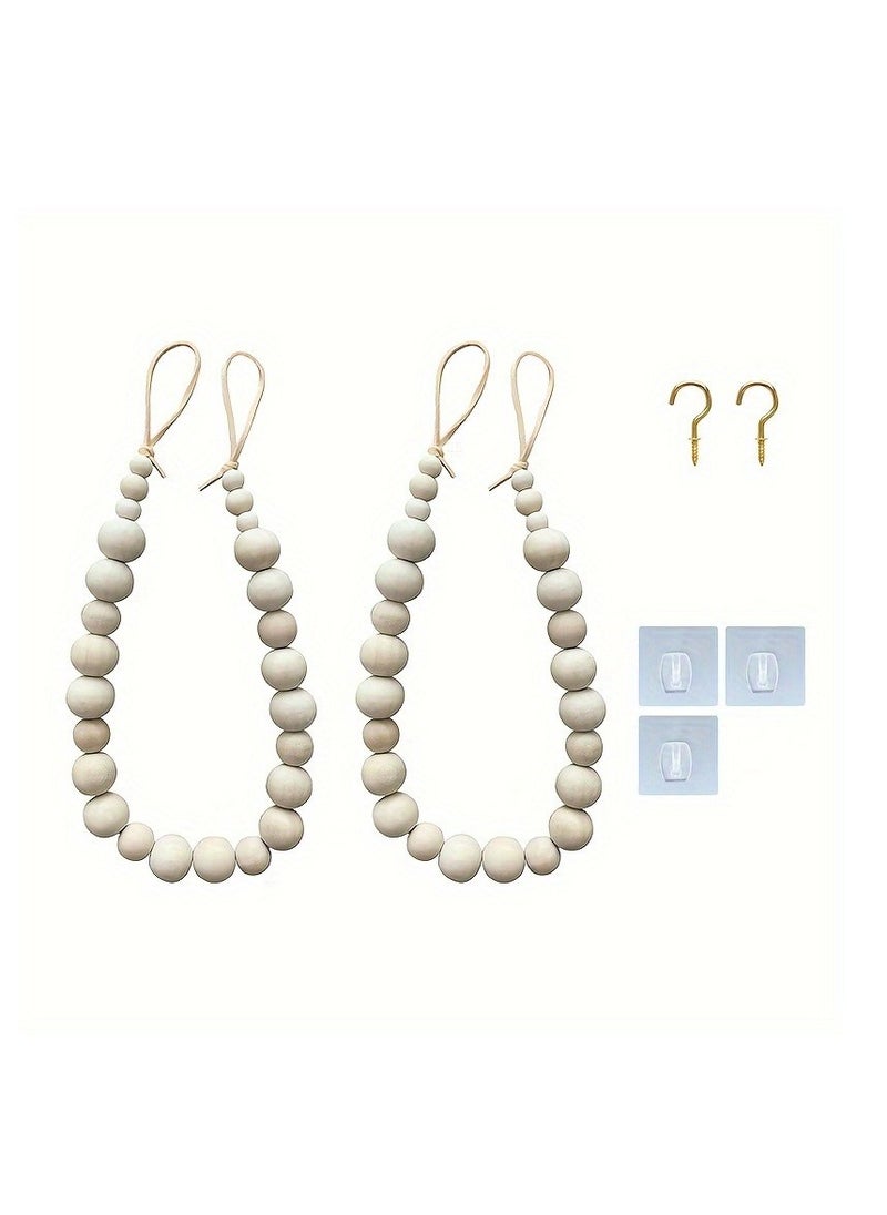 Generic 2pcs Wooden Bead Curtain Ties Bohemian Curtain Ties Curtain Fixers Bedroom Decor  - Image 2