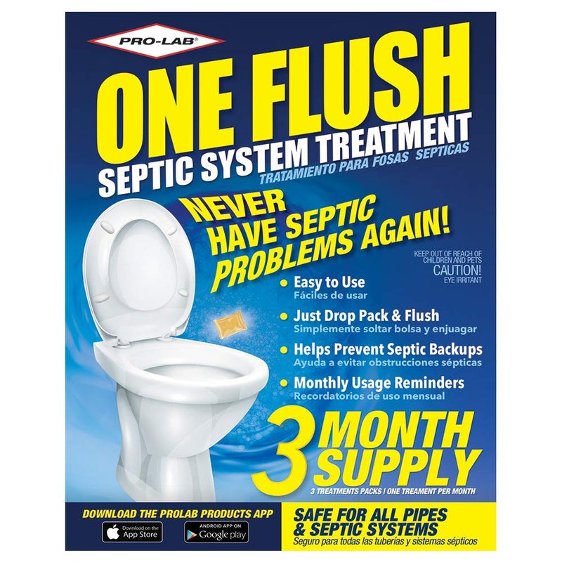 ONE FLUSH Septic Tank Treatment Packets 3Month Supply of EasyFlush Bacteria Enzyme Packets Proactive Prevention for Sewage Backups Made in the USA
