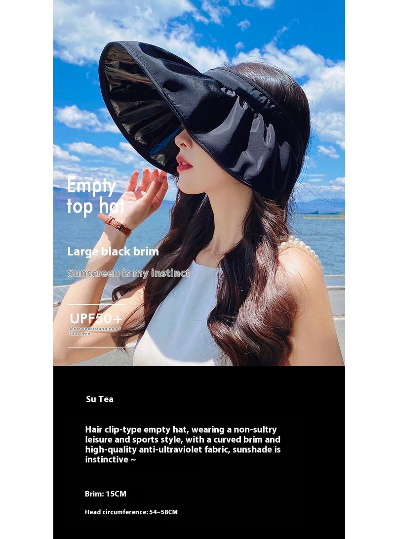 Y&D Women Sun Hat Summer Beach Caps Women Hat Wide Brim UV Protection Floppy Brown Roll Up Hat Double-Side-Wear Ponytail Hats Baseball Caps Adjustable Cap  - Image 3