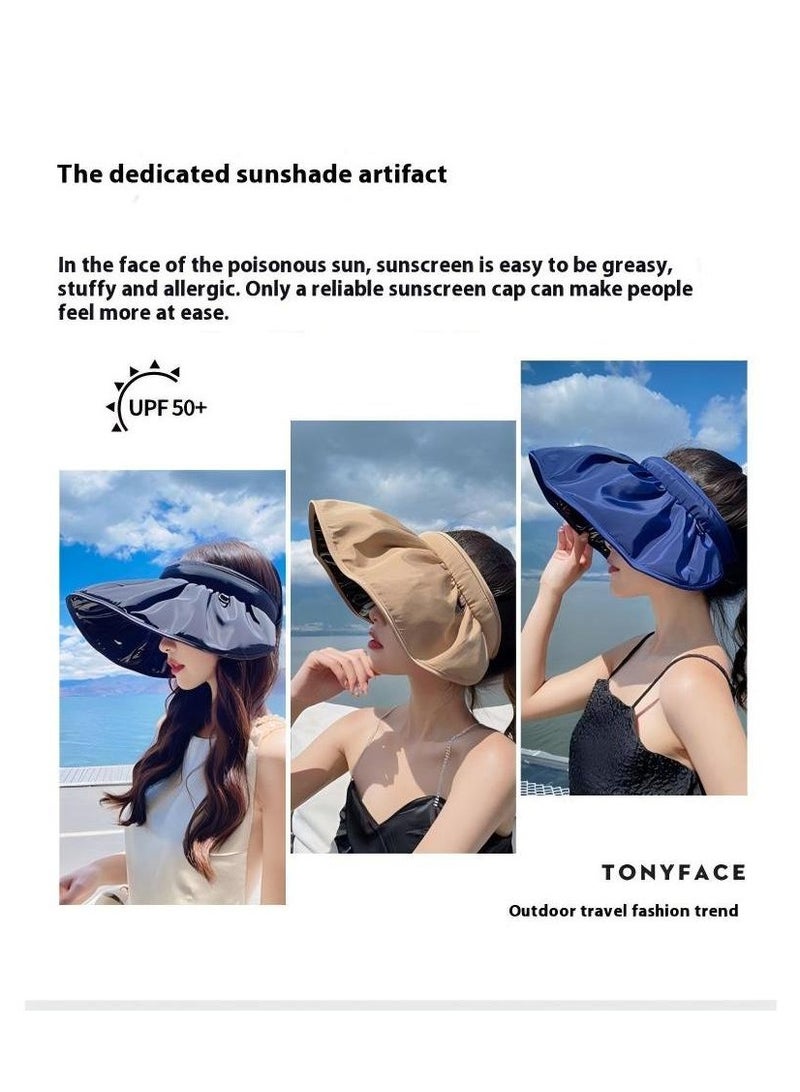 Y&D Women Sun Hat Summer Beach Caps Women Hat Wide Brim UV Protection Floppy Brown Roll Up Hat Double-Side-Wear Ponytail Hats Baseball Caps Adjustable Cap  - Image 5
