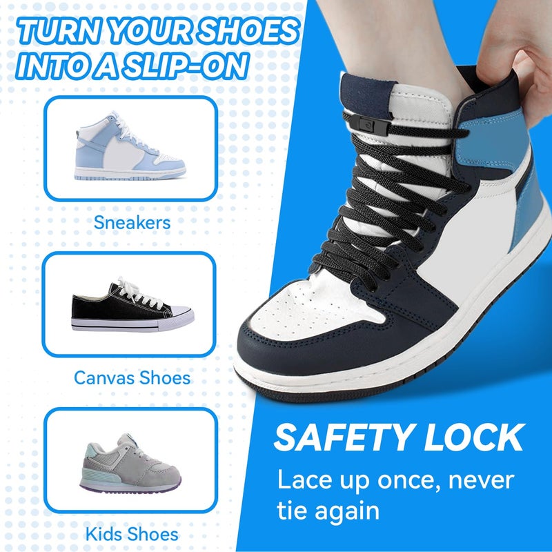 Yloko No-Tie Shoelaces  Flat Elastic Shoe Laces For Sneakers  Tieless Stretch Laces For Kids & Adults One Size Fits All Shoe Strings - White - Image 4