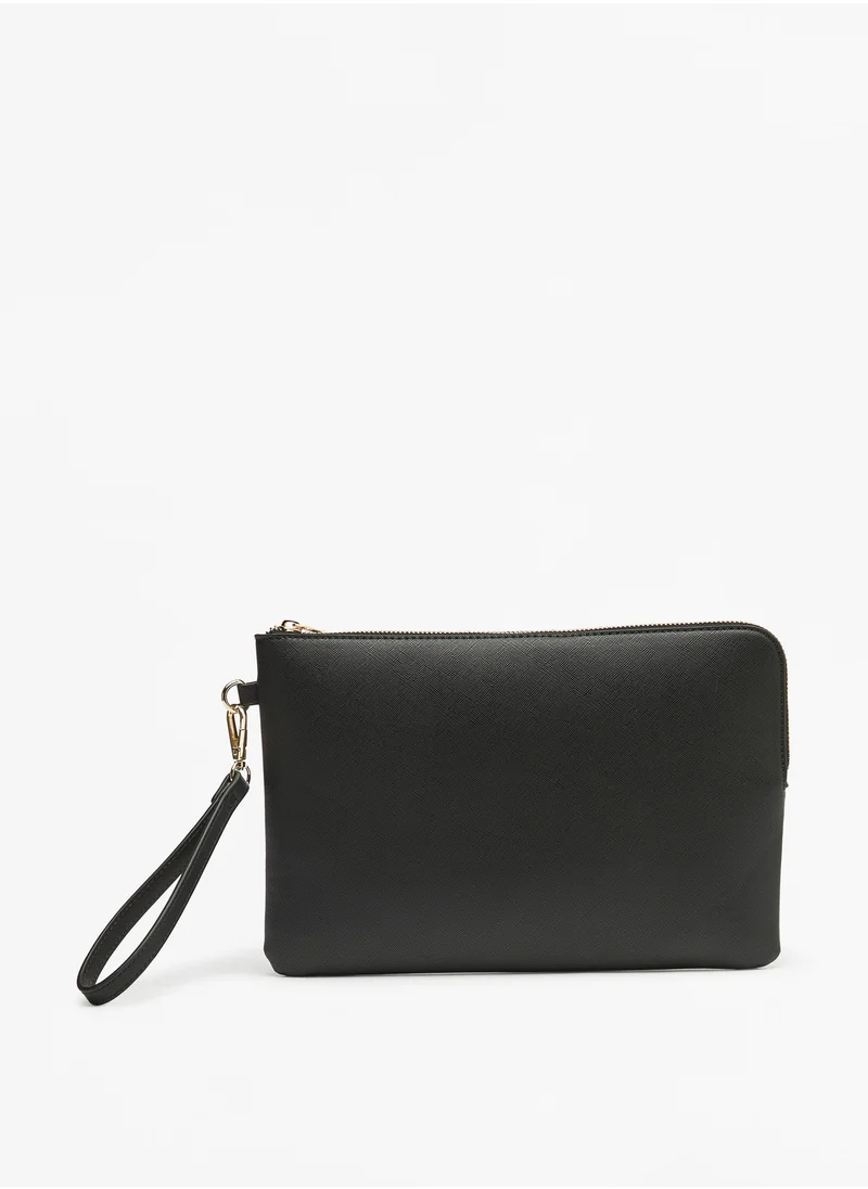 Flora Bella By Shoexpress Womens Textured Pouch with Wristlet Strap and Zip Closure By Shoexpress