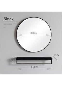 Beauenty Round Mirror with Floating Shelf, Black Metal Frame Wall Mounted Circle Mirror, Wall Mirror for Entryway, Bathroom, Vanity, Living Room, 40CM Black Circle Mirror (Black)  - Image 2