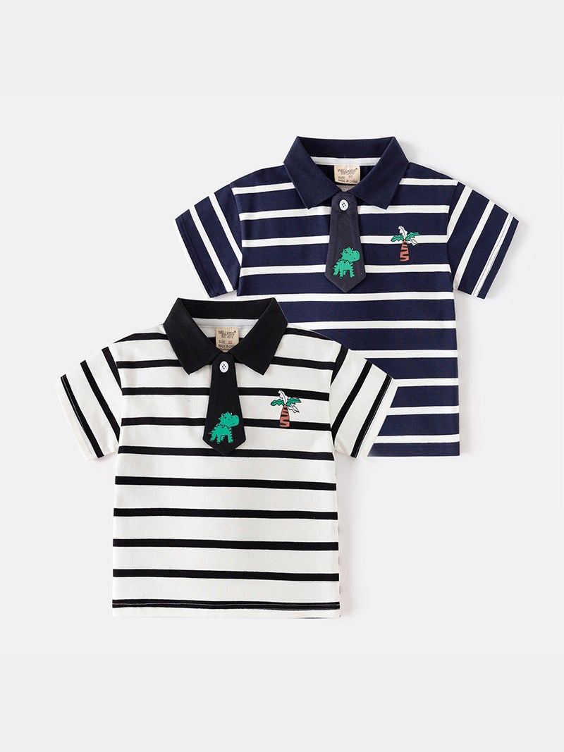 Children'S Clothing Boys Lapel Short Sleeve T-Shirt Summer 2025 Children Summer Polo Shirt Baby Half Sleeve Clothes Tide - Image 2