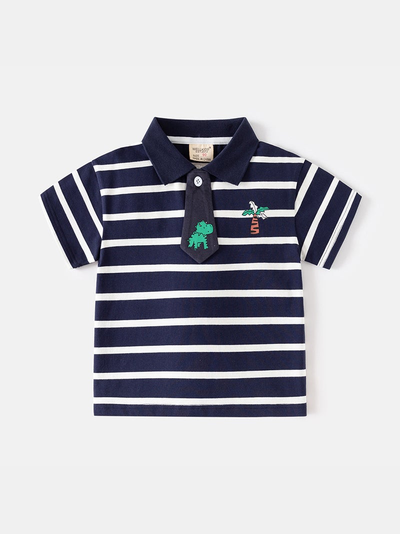 Children'S Clothing Boys Lapel Short Sleeve T-Shirt Summer 2025 Children Summer Polo Shirt Baby Half Sleeve Clothes Tide - Image 4