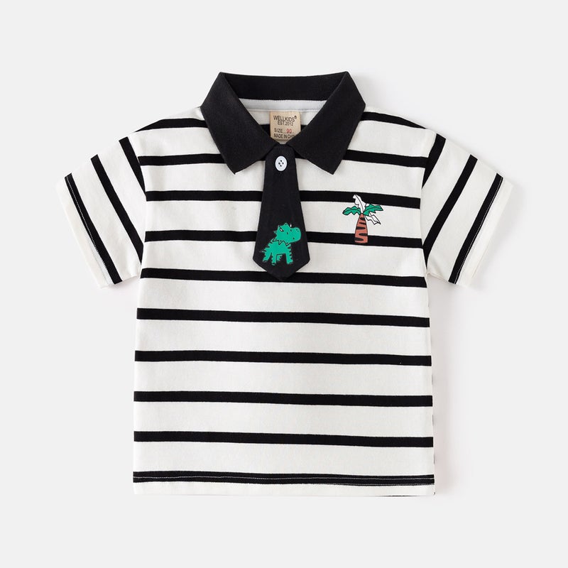Children'S Clothing Boys Lapel Short Sleeve T-Shirt Summer 2025 Children Summer Polo Shirt Baby Half Sleeve Clothes Tide - Image 1