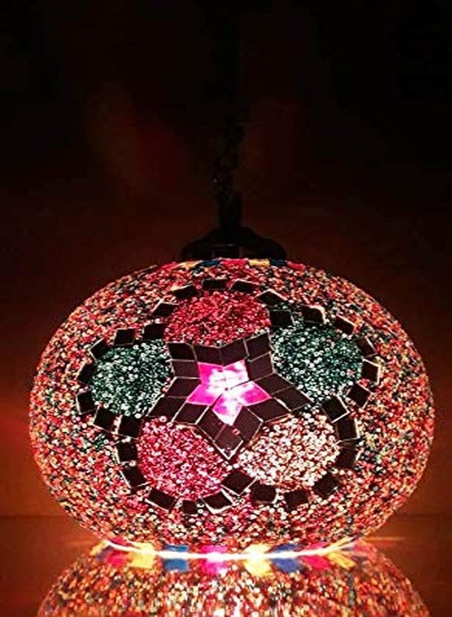 Lovekush Handicrafts Antique Pendant/Hanging Lamp for Home Decoration, Multicolor (Ovl) (Bottom Open Red) - Image 2
