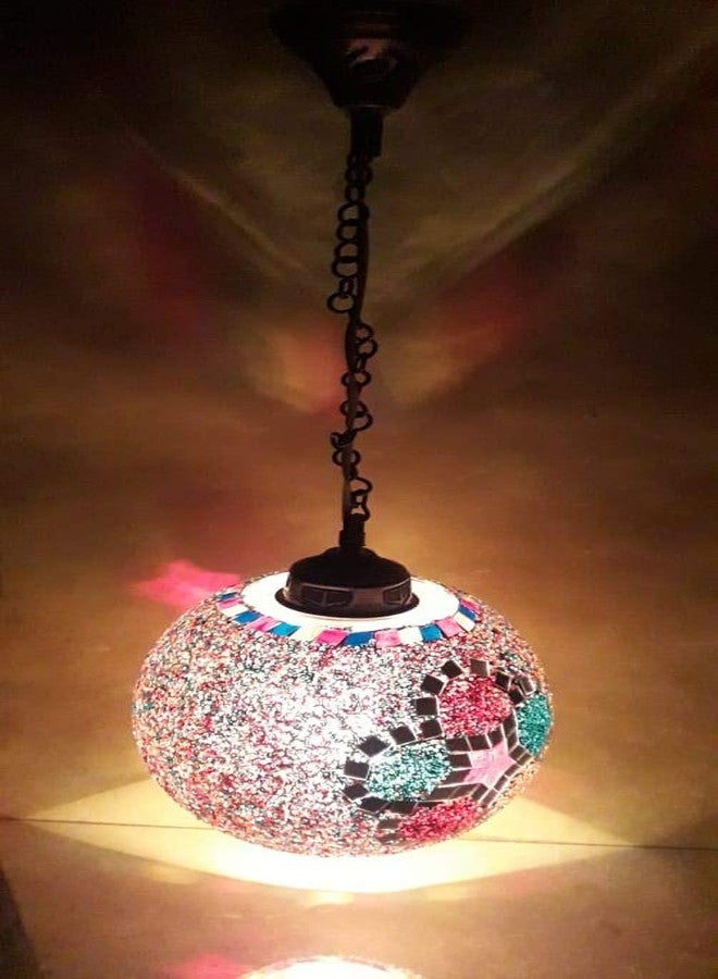 Lovekush Handicrafts Antique Pendant/Hanging Lamp for Home Decoration, Multicolor (Ovl) (Bottom Open Red) - Image 3