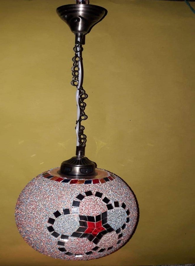 Lovekush Handicrafts Antique Pendant/Hanging Lamp for Home Decoration, Multicolor (Ovl) (Bottom Open Red) - Image 5